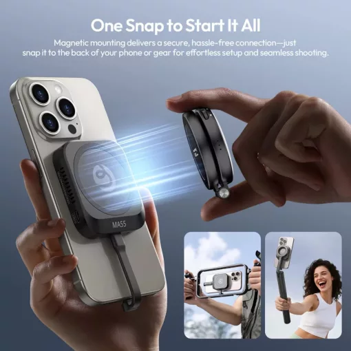 Ulanzi MA55 mágneses alumínium SSD ház aktív hűtéssel, NVMe/SATA meghajtókhoz, USB-C 10 Gbps (UL-M097)